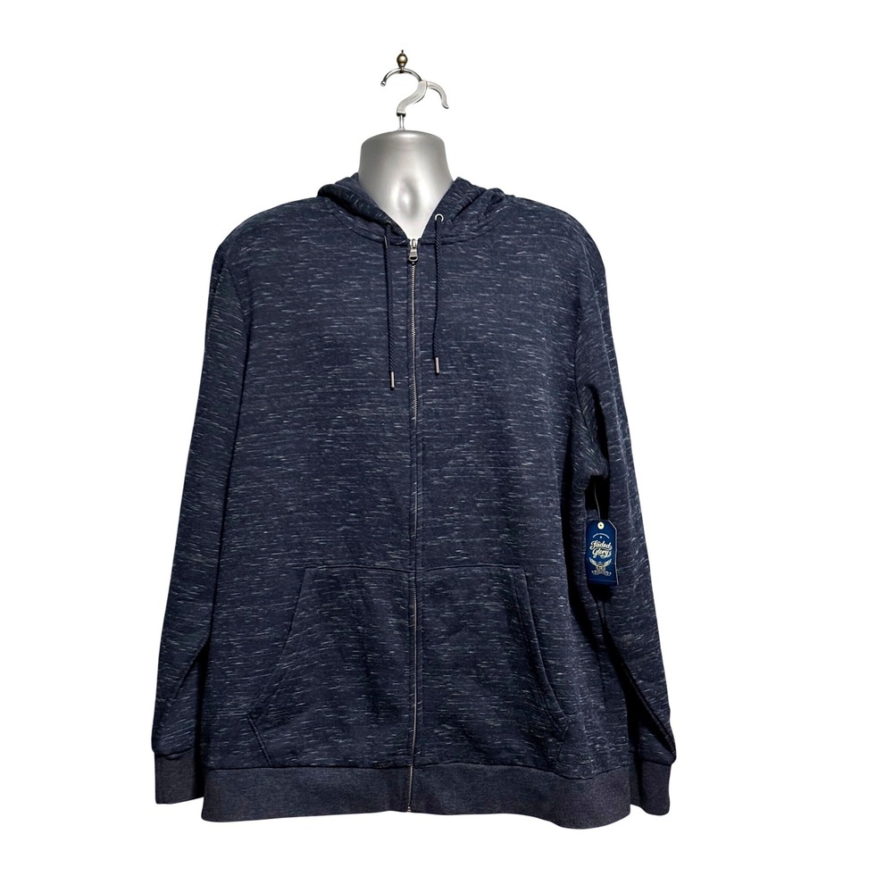 Faded Glory Mens 2XL Full Zip Hoodie Navy Grey Space Dye FM47Y105HB